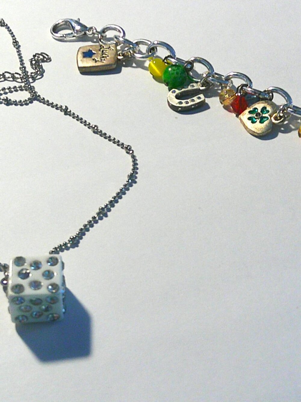 Lucky Charm Bracelet and Sparkly Die Necklace